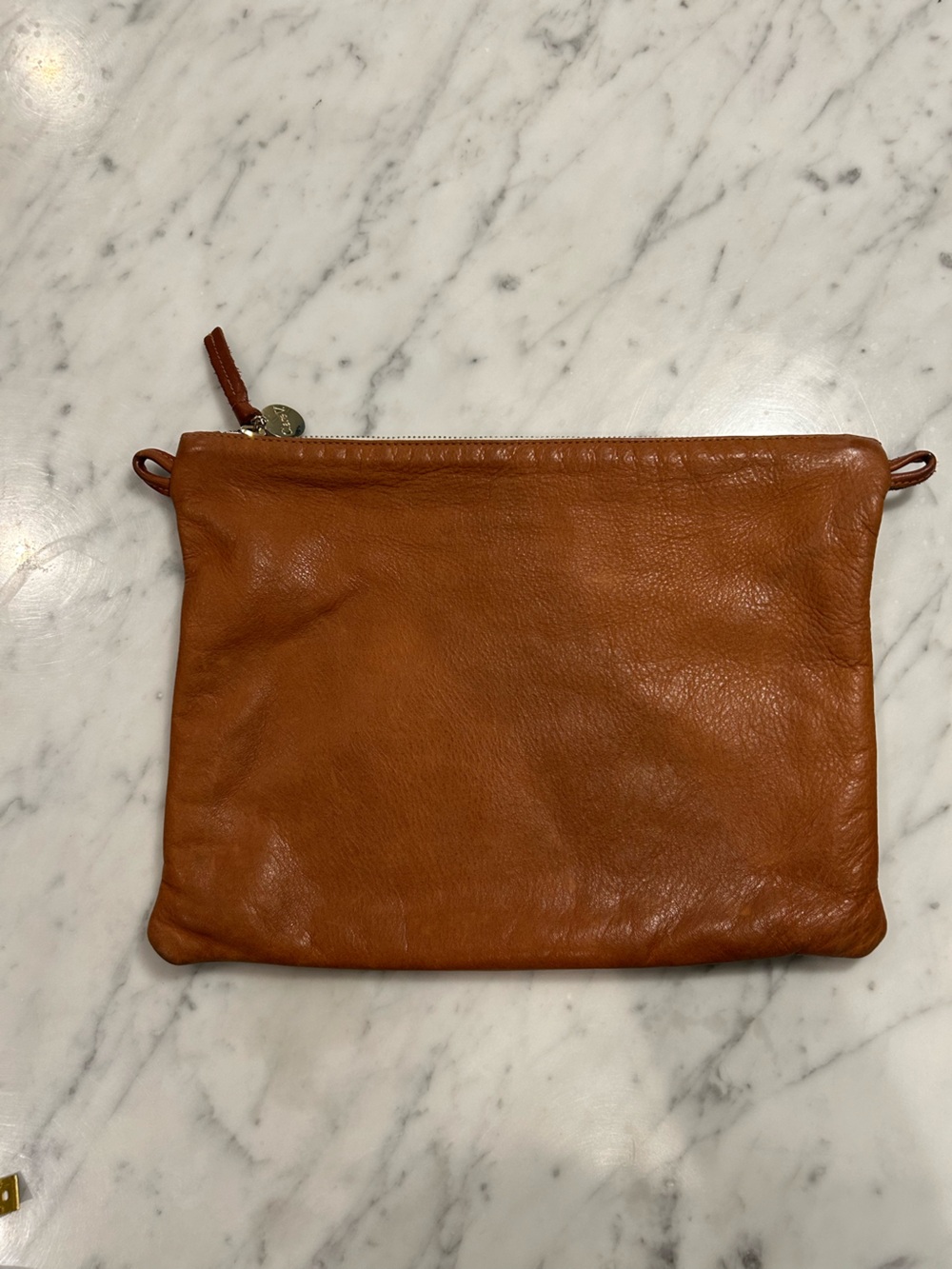 Clare V. Tan Leather Crossbody Bag with Gold Hardware - Picture 2 of 10